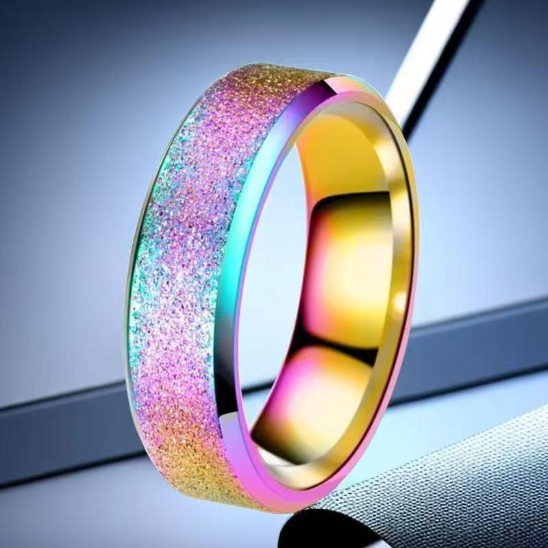Fashion Frosted Stainless Steel Titanium Rings for Women - Versatile, No-Fade Taigang Style