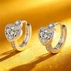 Cute Female White Zircon Stone Heart Hoop Earrings Vintage Fashion Silver Color Wedding  For Women
