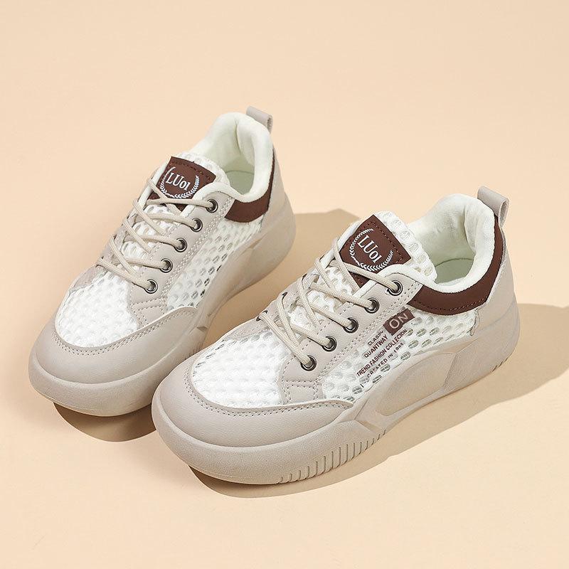 Mesh breathable little white shoes women's summer 2025 new versatile thick baseplate shoes stepping on shit sports and leisure shoes