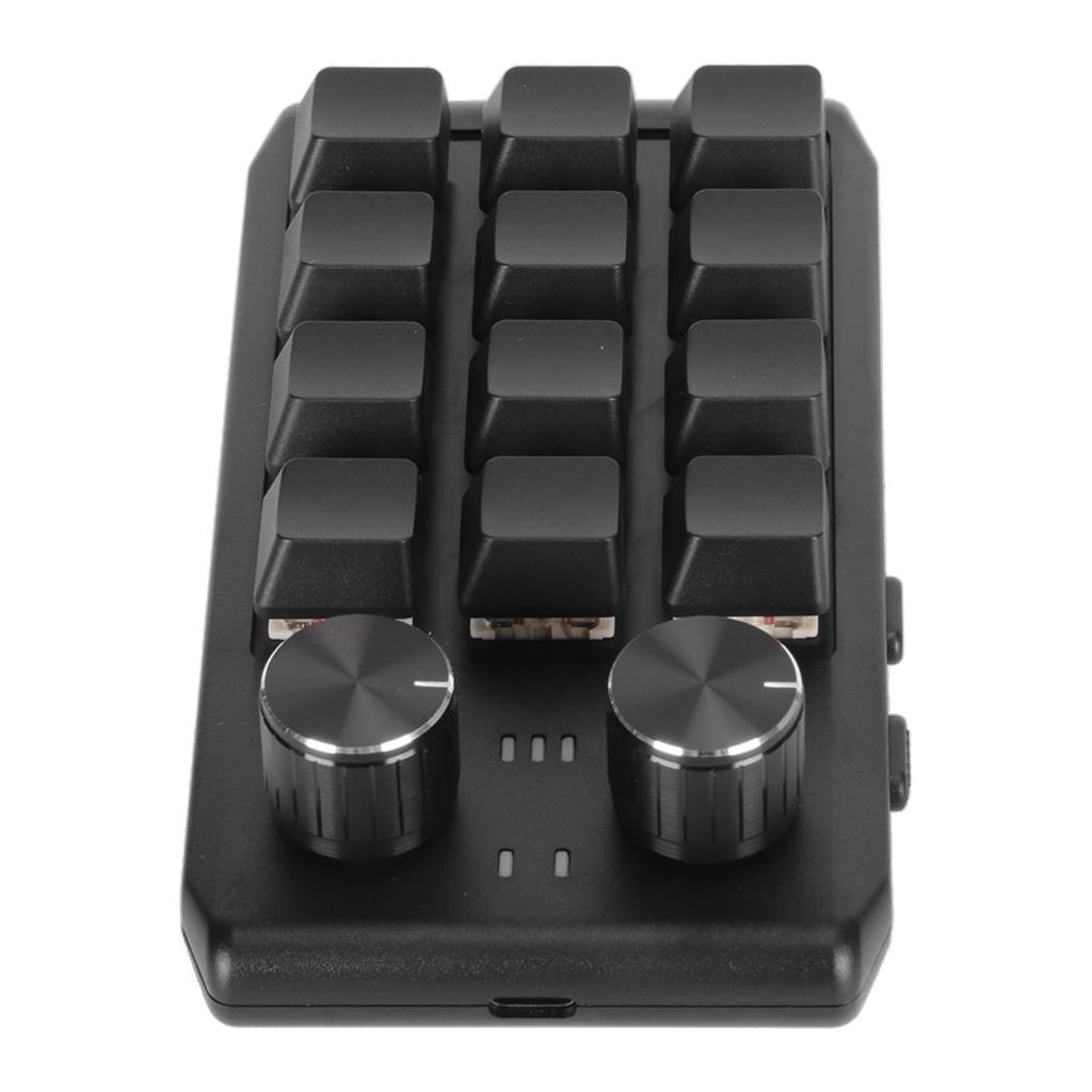Mini Custom Keypad 12 Mechanical Keys 2 Knobs Programmable Red Switch Programming Macro Keypad for PC Gaming Multimedia