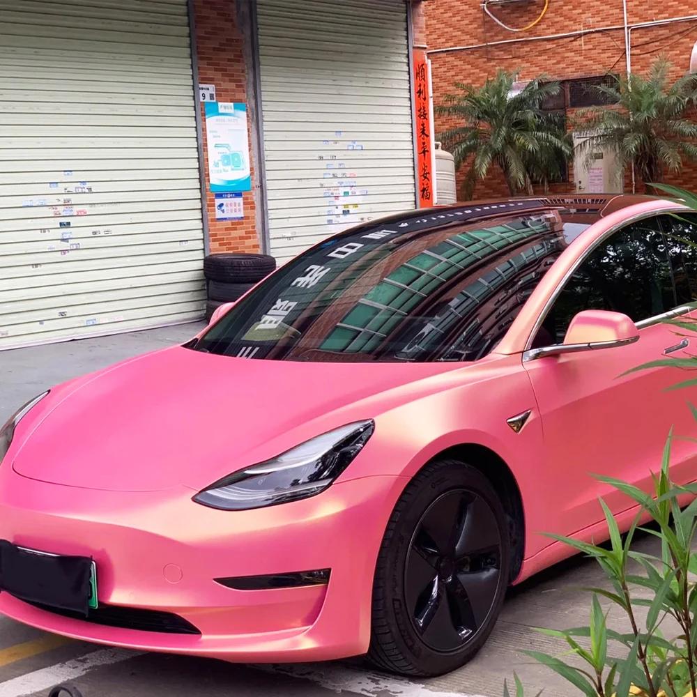 Car Sticker Wrap Film Matte Diamond Gold Pink Auto Color Change Vinyl Film PVC Sticker PET Bubble Free Wrapping Car Accessories
