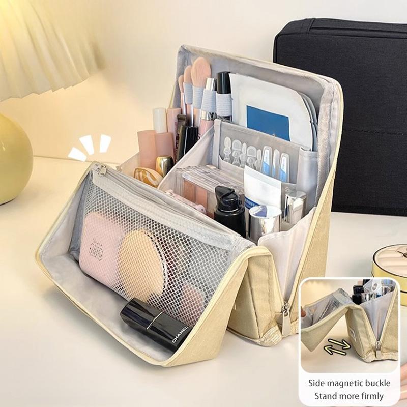 Large-capacity Portable Cosmetic Bag Vertical Desktop Storage Multifunctional Cosmetic Storage Bag Stationery Pen Storage Bag