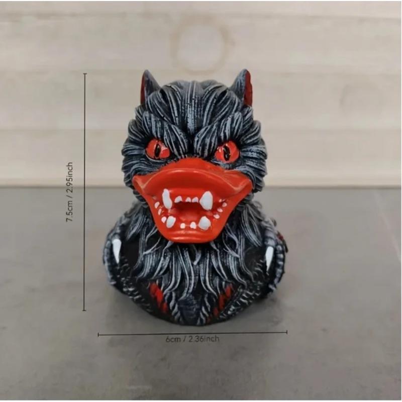 Halloweenská rozverná hororová pryskyřičná figurka kachny, Vlkodlačí čarodějnická mutantní kachna, Ideální pro vánoční, velikonoční, díkůvzdání dekoraci