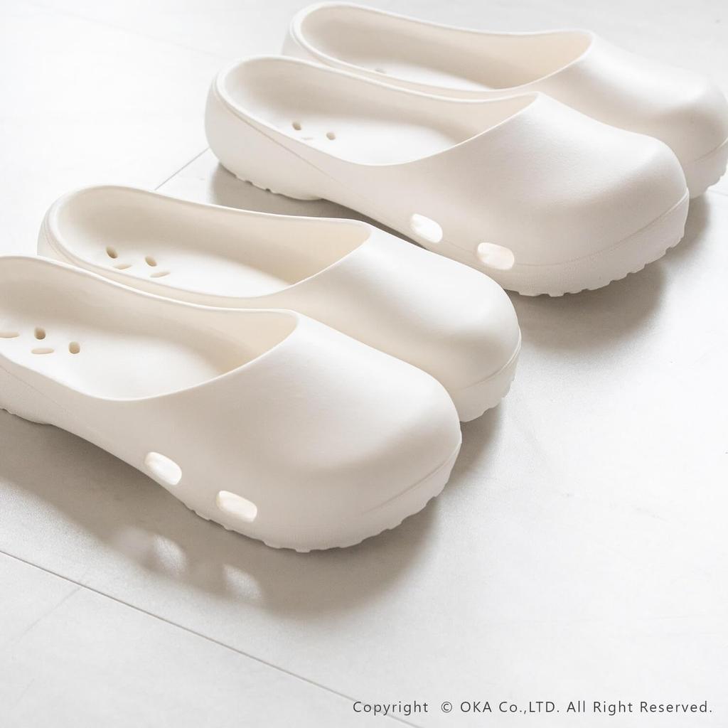 Oka Care Mule Bath Large Slippers, White,