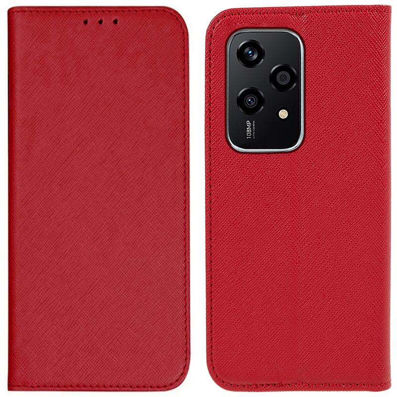 

For Honor 200 Lite Case Cross Texture Magnetic Closing Leather Phone Wallet Cover Red