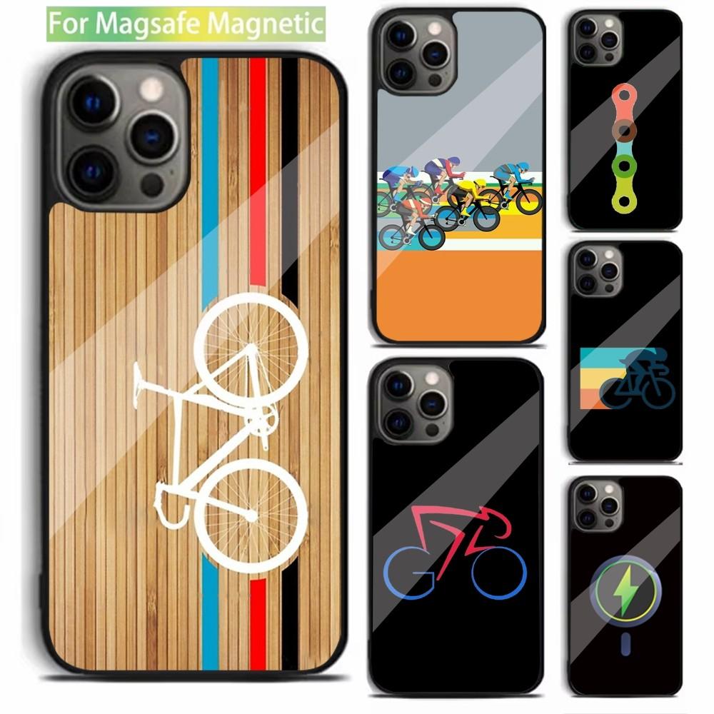 BIKE Cycling Art Phone Case For iPhone 16,15,14,13,12,11,Plus,Pro,Max,Mini Magsafe Magnetic Wireless Charging