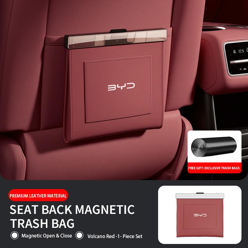 Car Trash Bag for BYD ATTO 2/3 SEAL U Dolphin Sealion 7 SEAL Seat Back Car Garbage Bin Leather Magnet Closure Design Waterproof
