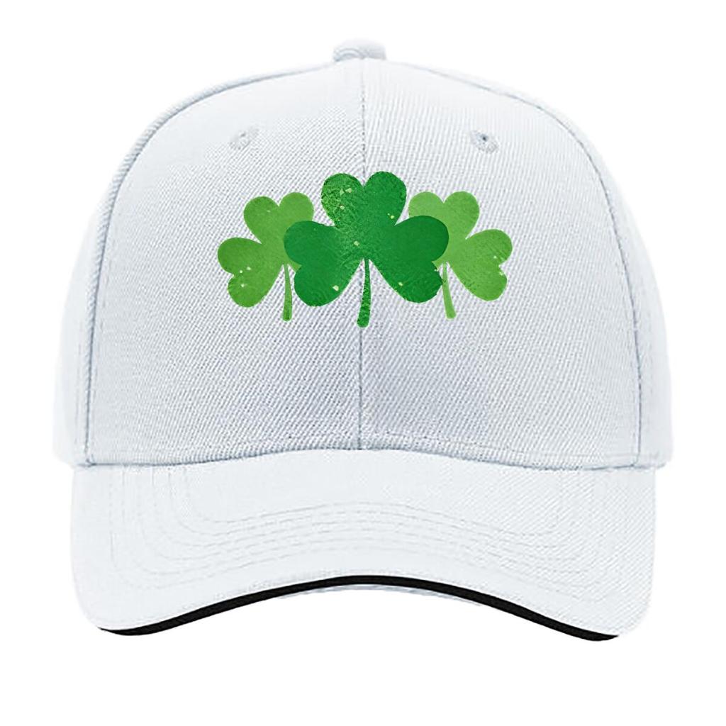 Green Clover Print Baseball Cap  Casual  Adjustable Snapback Ideal for Outdoor Travel and Campi Sandwich Baseball Cap