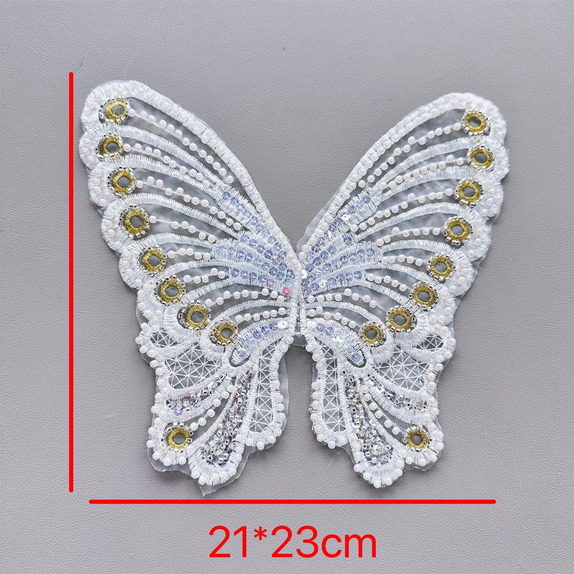 

Вышивка бисером Вышивка золотой нитью Бабочка Полый воротник Декаль Патч Украшение Сделай сам Аксессуары для одежды H8045 white one piece