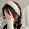 1pc 's Faux Fur Headband - Wide Plush Winter Hair Accessory with Soft Fluffy Trim, Beige/Black/Brown/Pink/Grey/White - Warm Face