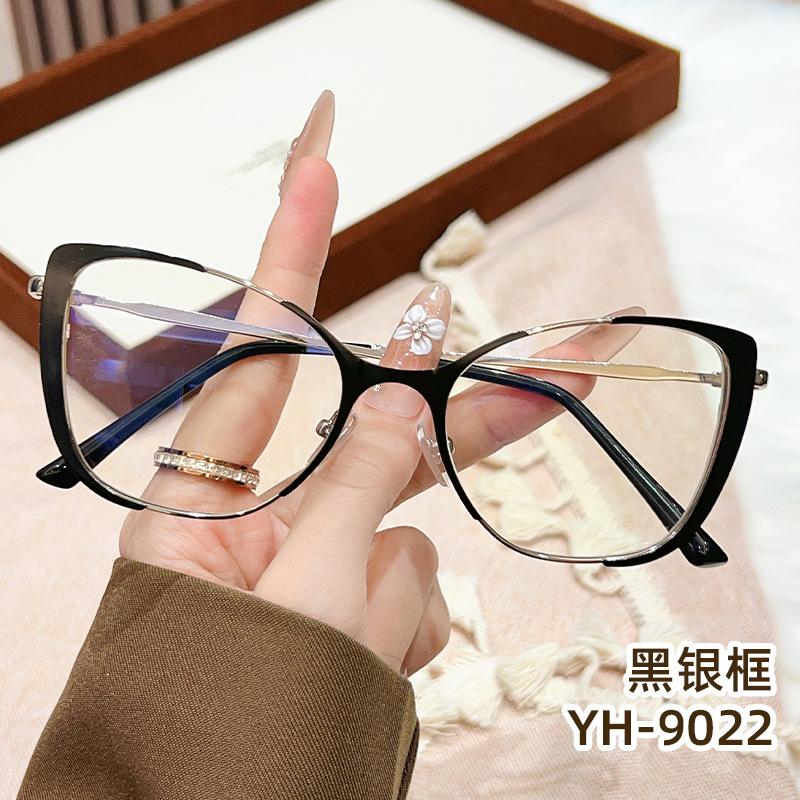 New Internet celebrity no makeup glasses women's fashion casual trend metal optical mirror frame student cat eye versatile