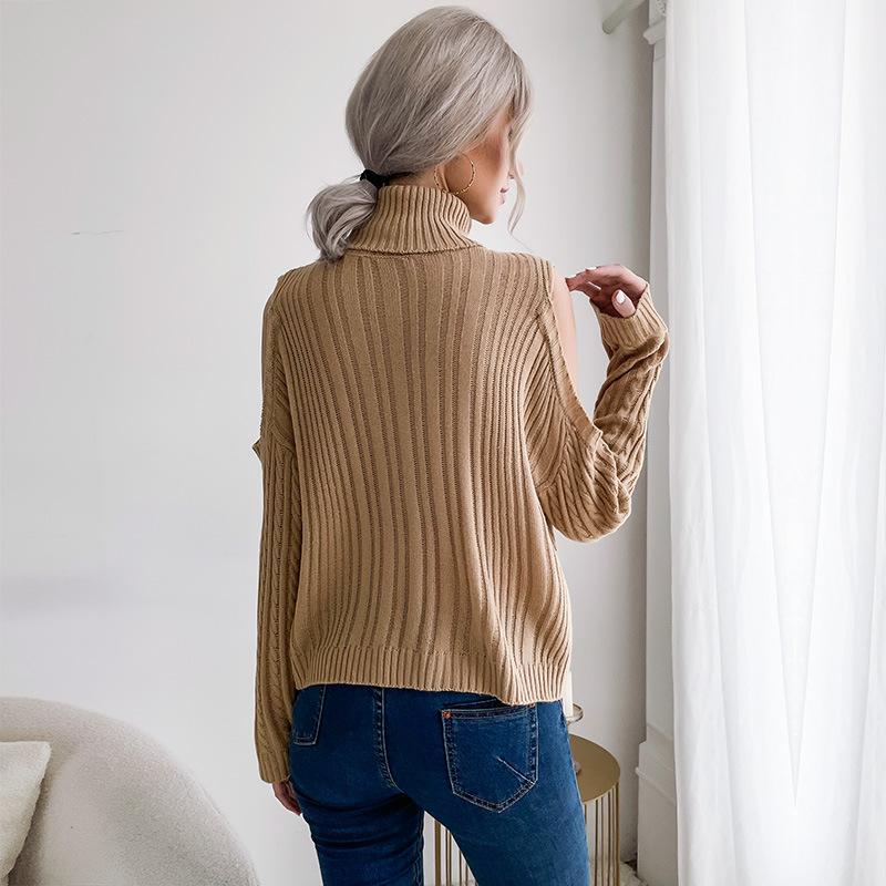 Vintage Mode Elegant Lässig Damen Unterteil Rollkragen Einfarbig Langarm Twist Trägerloser Pullover