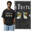 DE BEES Printed Acid Washed Cotton Exclusive Graphic Unisex T Shirt Cool Vintage Streetwear Men Tshirts Big Size Tee for Men