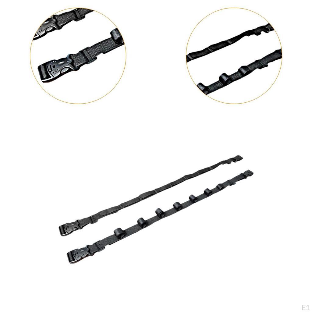 2x Fishing Rod Holder Strap Belts Pole 7 Rods Capacity Accessories