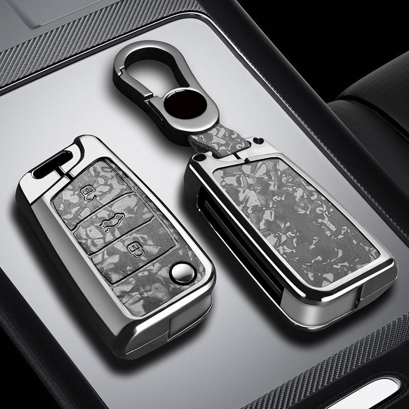 Zinc Alloy Leather Car Key Case For Volkswagen Polo Golf 7 Passat Tiguan Mk2 Beetle Ateca Caddy T5 Flap Folding Car Key Case