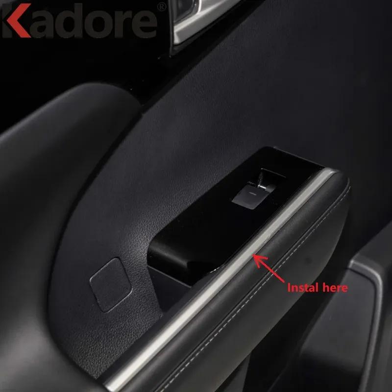 Car Inner Side Window Lift Switch Strip Cover Trim For Toyota Highlander XU70 Kluger Hybrid -2024 Wood Grain Accessories