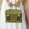 Cute House Shape Rattan Basket Rattan Woven Picnic Storag Basket Vintage Wedding Favors With Lid Creative Rustic Deco Organizer