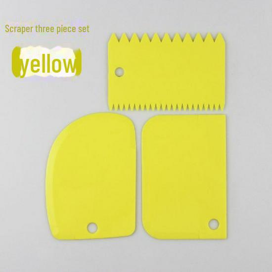 Three-Piece Plastic Dough and Cake Scraper Set for Baking and DIY Decorating