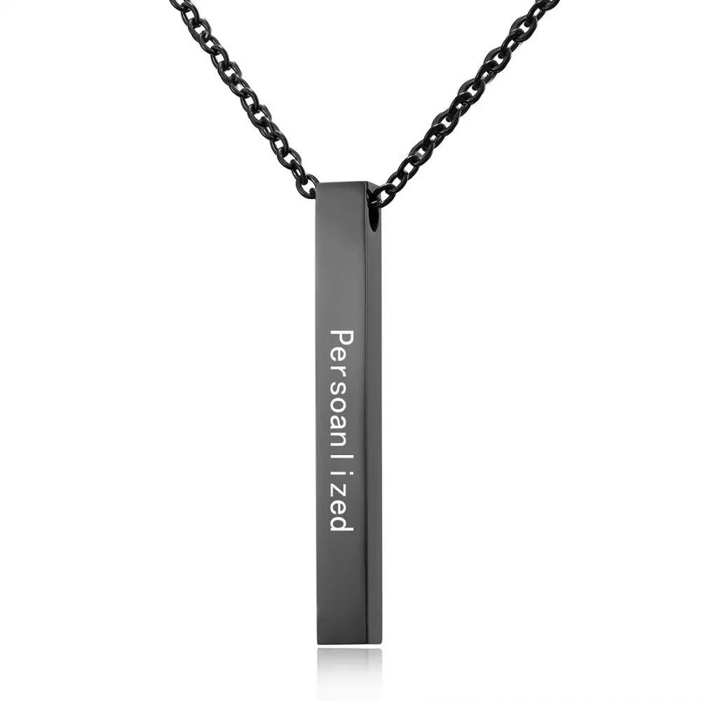 Minimalist Rectangular Geometric Titanium Steel Necklace for Men and Women