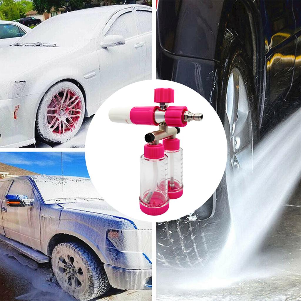 100ML Dual-Kettle Car Wash Foam Sprayer with 1/4 Inch Quick Connector Auto Washing Snow Foam Lance Detachable Home Cleaning Tool
