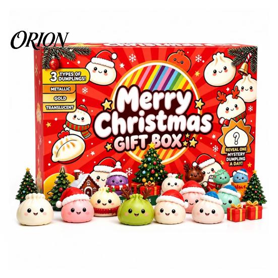 Christmas Countdown Surprise Gift Advent Calendar with Squeeze Toys, Cute Silicone Dumpling Figures, Toys Stress Relief Sensory Fidget for Kids