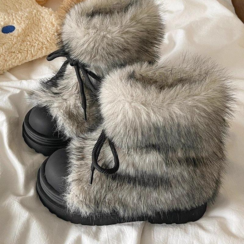 Thickly-lined and Warm Winter Boots for Women, New Style Mid-calf Cotton Shoes, Heightening Boots