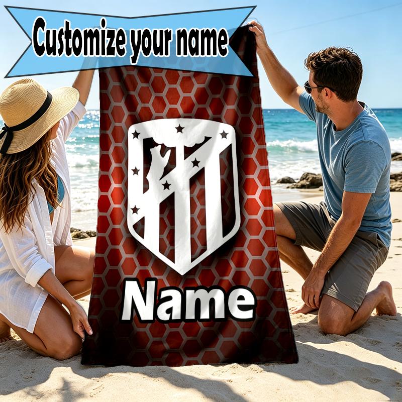 Custom Name Personalized football team Print Beach Towel, for Trip Camping Beach Party Home Decor, Birthday Gift for Family & Friends