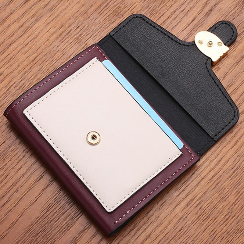 2024 Women's Short Color Block Foldable Wallet - Versatile, Fashionable, Compact Coin Purse with Snap Closure.