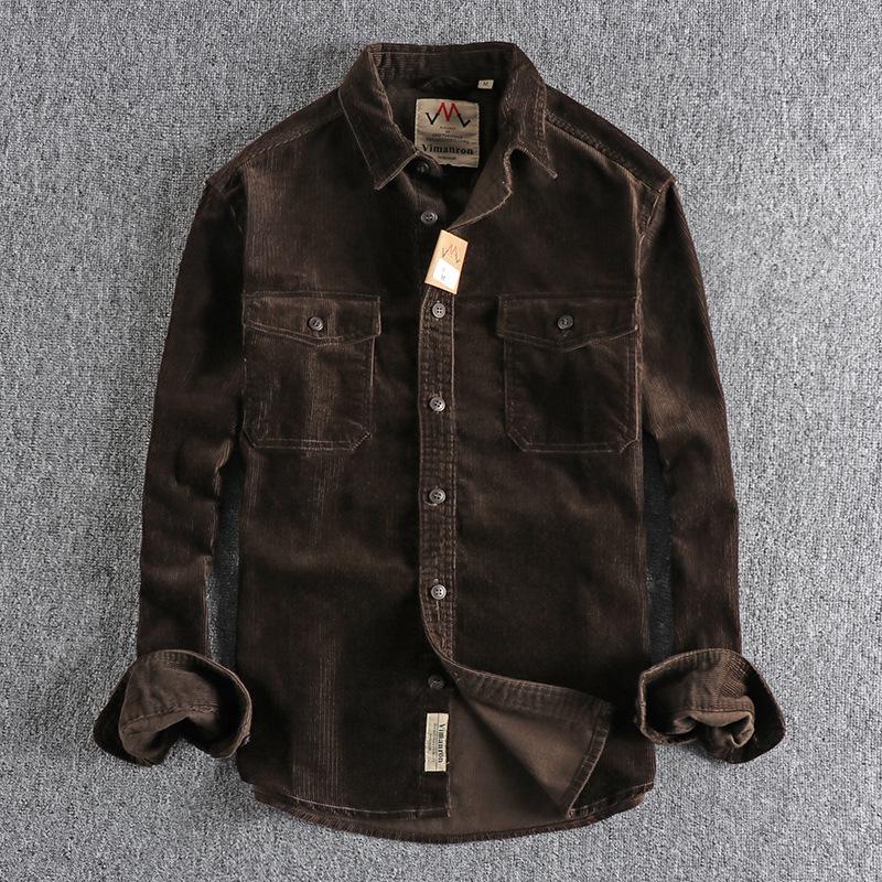 Men's Retro Corduroy Long Sleeve Shirt Jacket - Versatile and Thick for Winter