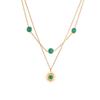 18K Gold Plated Layered Turquoise Sun Pendant Necklace, Dainty Double Chain Boho Choker for Women, Trendy Jewelry
