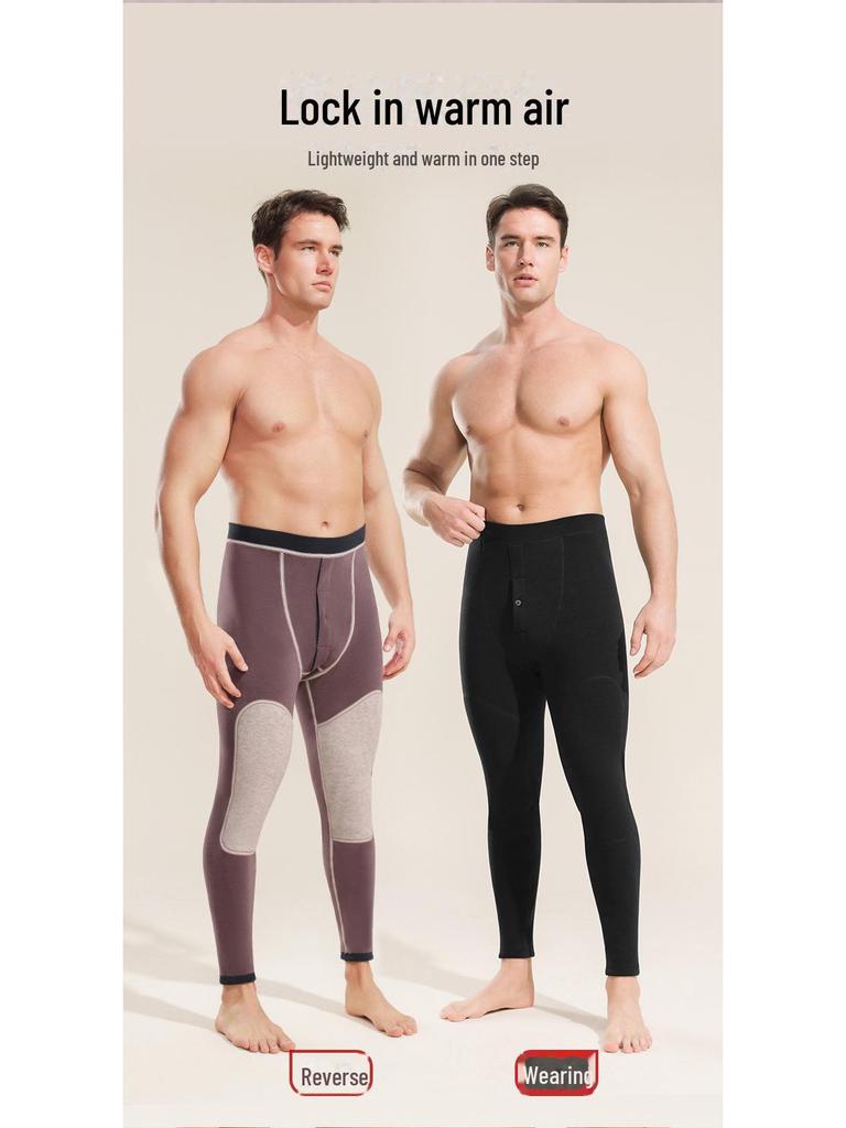 Men's and Women's Thick Velvet Knee Pads Warm Pants - Cashmere, Polar Fleece, High Waist for Middle-Aged and Elderly.