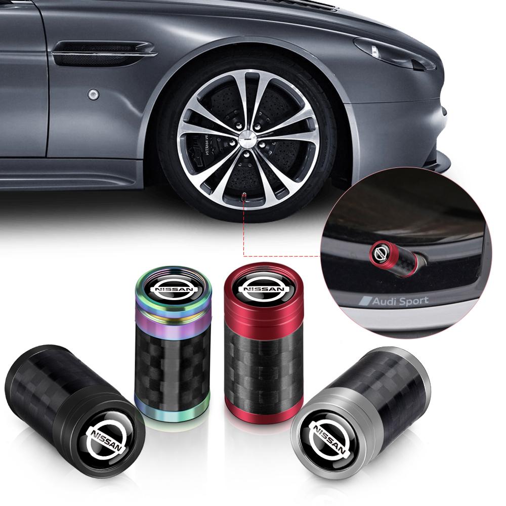 ARE4 4Pcs Car Metal Carbon Fiber Wheel Tire Valve Tyre Dust Caps Badge For Nissan GTR Nismo X-trail Qashqai Leaf Note Juke Sentra