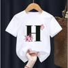 Summer Beautiful Letters Pink Flowers and Butterflies Printed Kids T Shirt Girls Tops Casual Baby Girl T-Shirt  Fashion Short