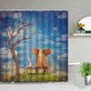 Creative Animal Elephant Printed Pattern Shower Curtains Waterproof Bath Curtain Home Bathroom Decor Polyester Fabric with Hooks