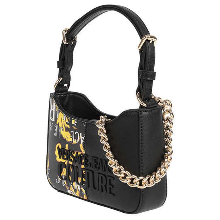 New VERSACE JEANS COUTURE Polyester Shoulder Bag Medium Size Women's Black 74VA4BP4-ZS599-G89