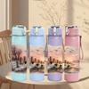 1PC Winter Tree Misty Lake Landscape Print 750ml Color Plastic Sports Water Bottle Leakproof Flip Straw Lid Suitable for Sports Office Home Use