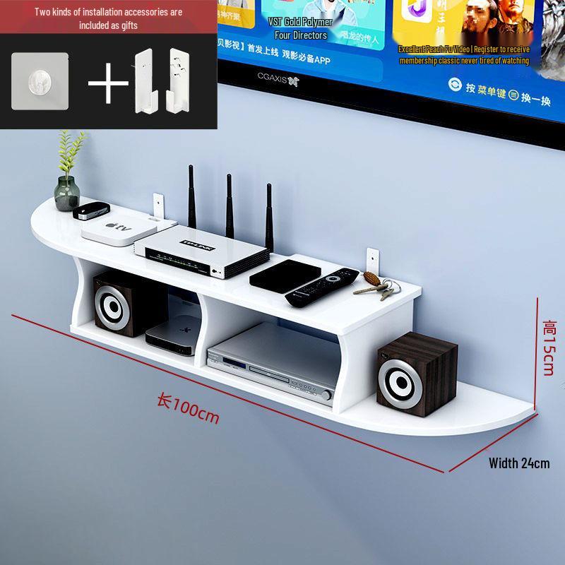 Wall-Mounted Wireless Router Shelf & Cable Organizer for Living Room