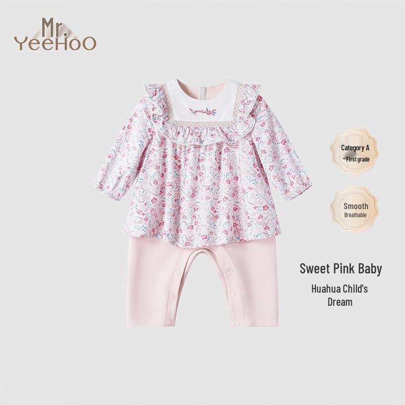YEEHOO Baby Girls Floral Faux Two-Piece Romper 66