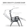 Zero Gravity Lounger Chair, Folding Reclining Patio Chair with Shade Cover, Padded Seat, Cup Holder, Soft Cushion and Headrest for Poolside, Camping