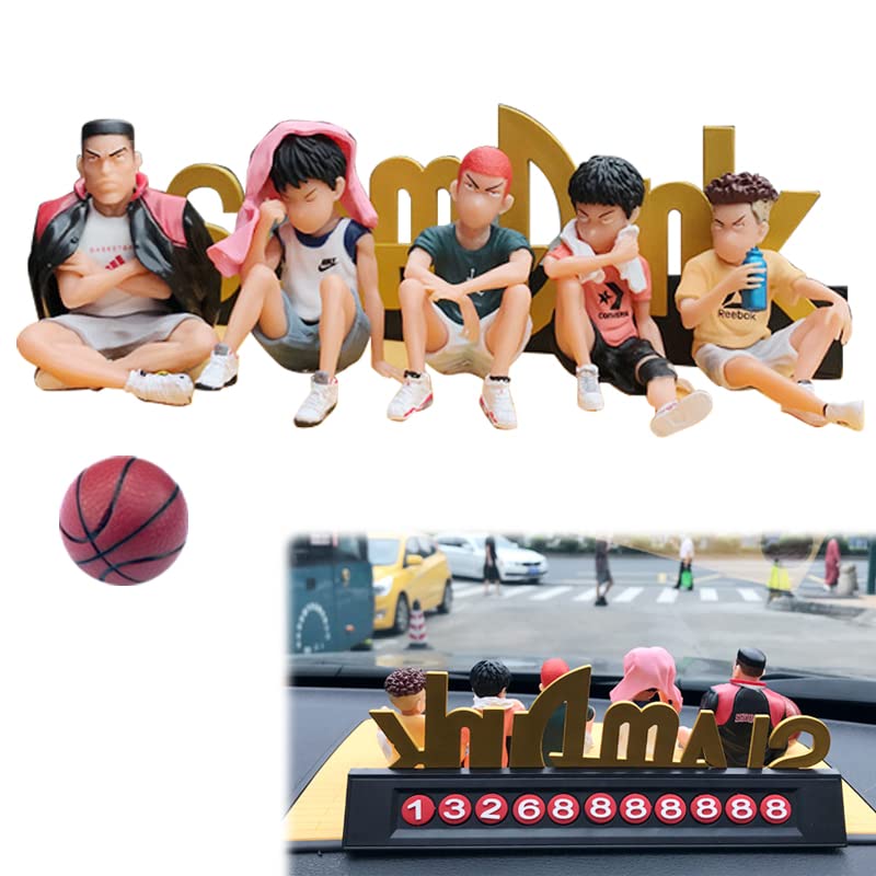 KRGNPLE Slam Dunk Figure Hanamichi Sakuragi Hisashi Mitsui Car Object Decoration License Plate Anime Figure SLAM DUNK Total Set of Rukawa? (Design