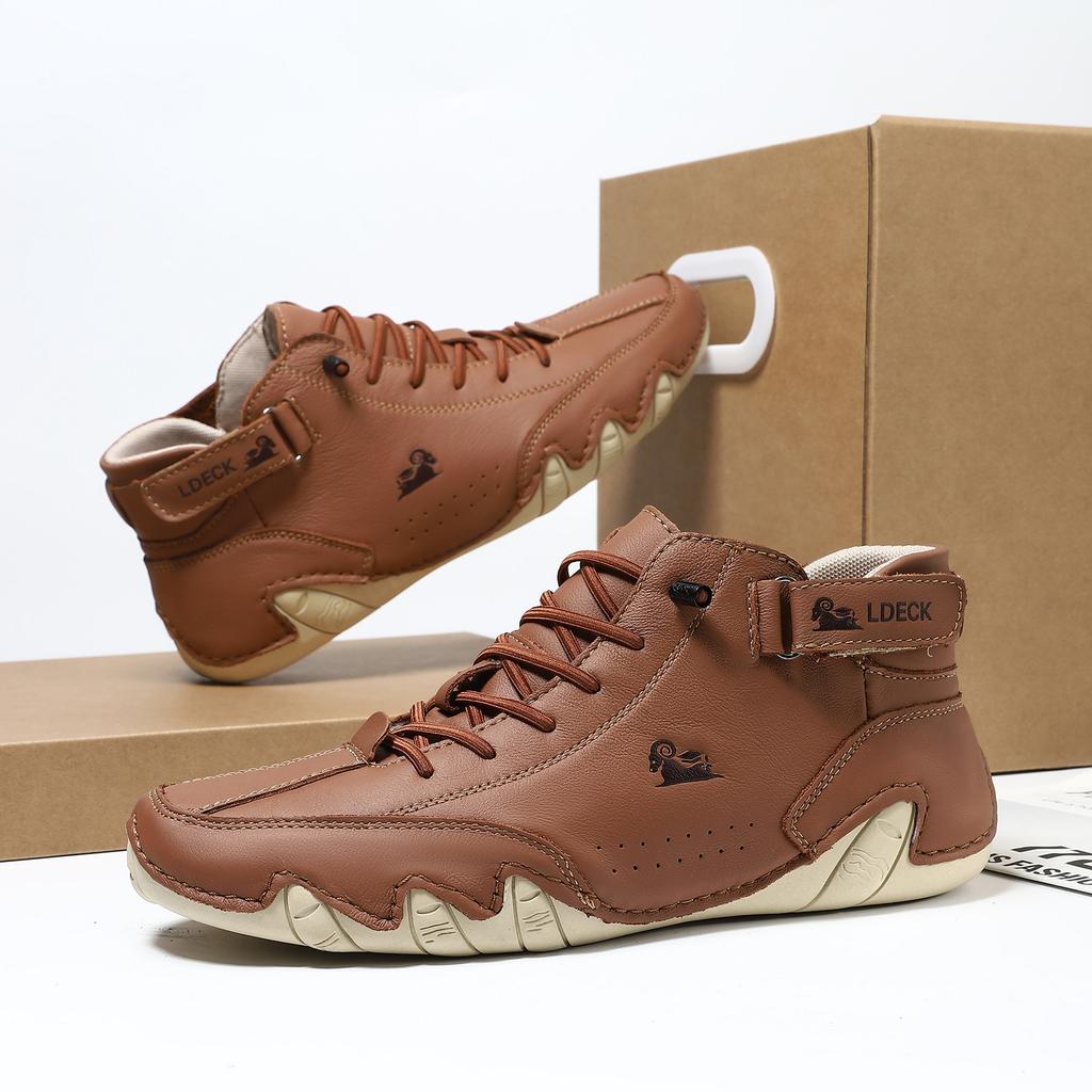 First layer cowhide high-top Martin boots cotton shoes octopus autumn and winter velvet men's shoes outdoor shoes