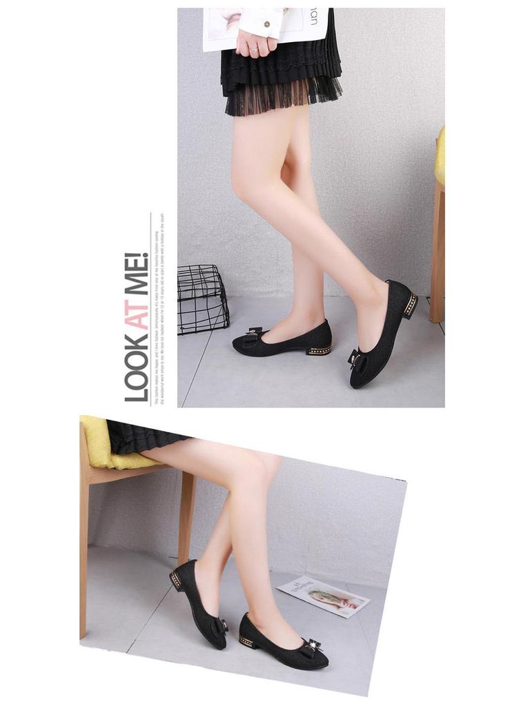 Women's Summer Suede Bow Low-Heel Rhinestone Casual Shoes