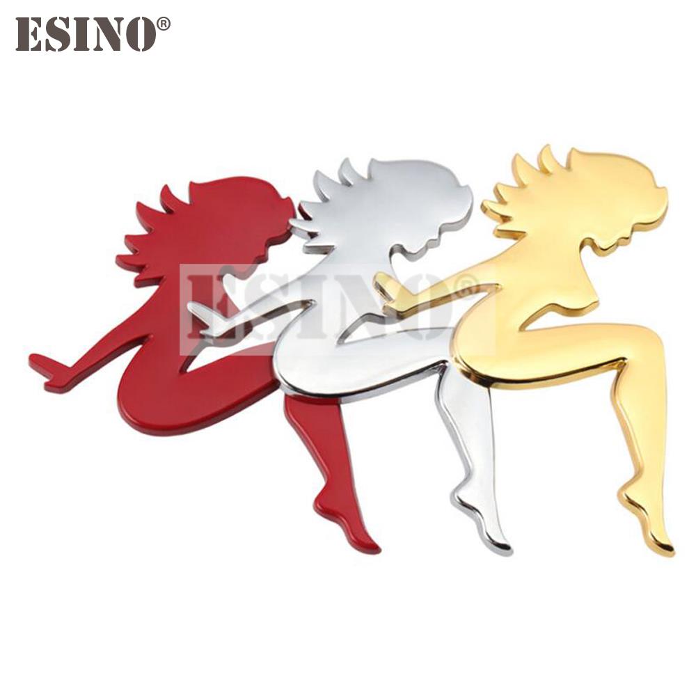 Car Styling 3D Metal Chrome Zinc Alloy Emblem Sexy Girl Car Badge Body Trunk Fender Adhensive Emblem Auto Accessory