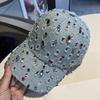 Womens Adjustable Denim Cap With Sparkling Rhinestones And Sunshade For Casual Wear