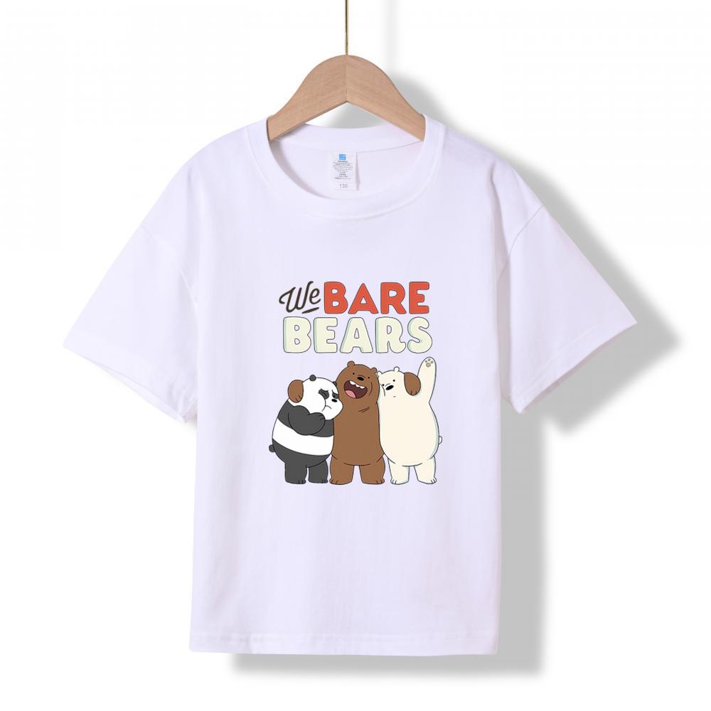 XH71 MINISO 2026 Summer New We Bare Bears Printed Cotton Round Neck T-shirt for Children Aged 1-16, Boys and Girls