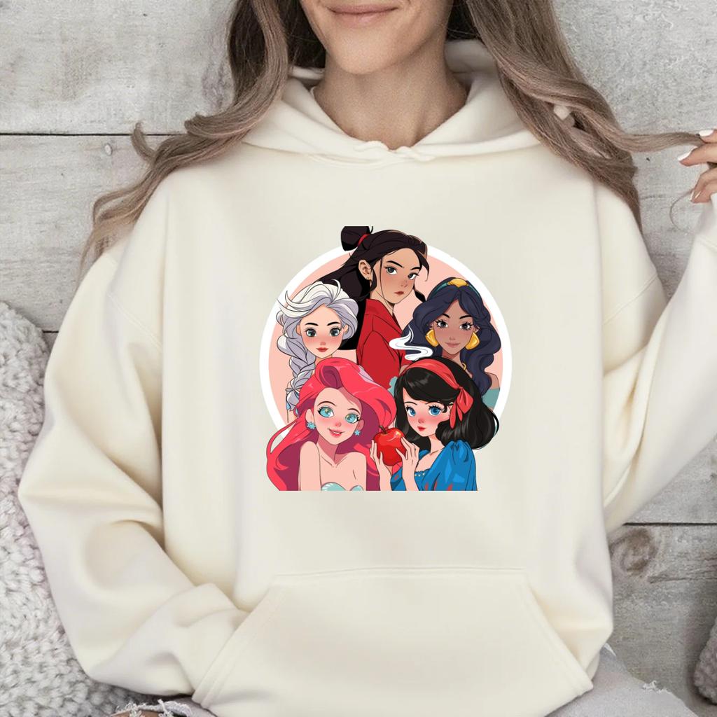 Disney Parent-child Outfits, Disney Princess Cartoon Girls' Autumn and Winter Casual Multi-color Optional Hooded Sweatshirts