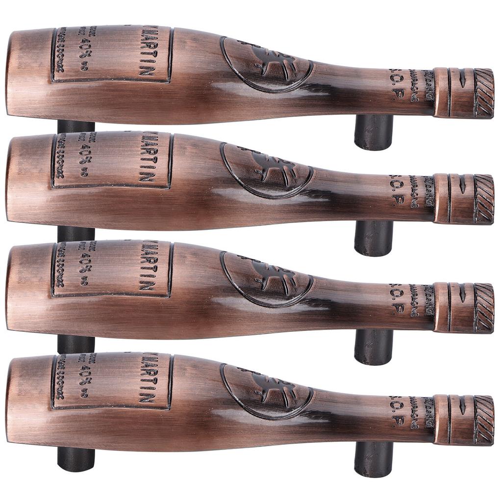 4 Set Dörrhandtag Retro Zinklegering Vinflaska Form Skåp Skåp Lådhandtag Antikt