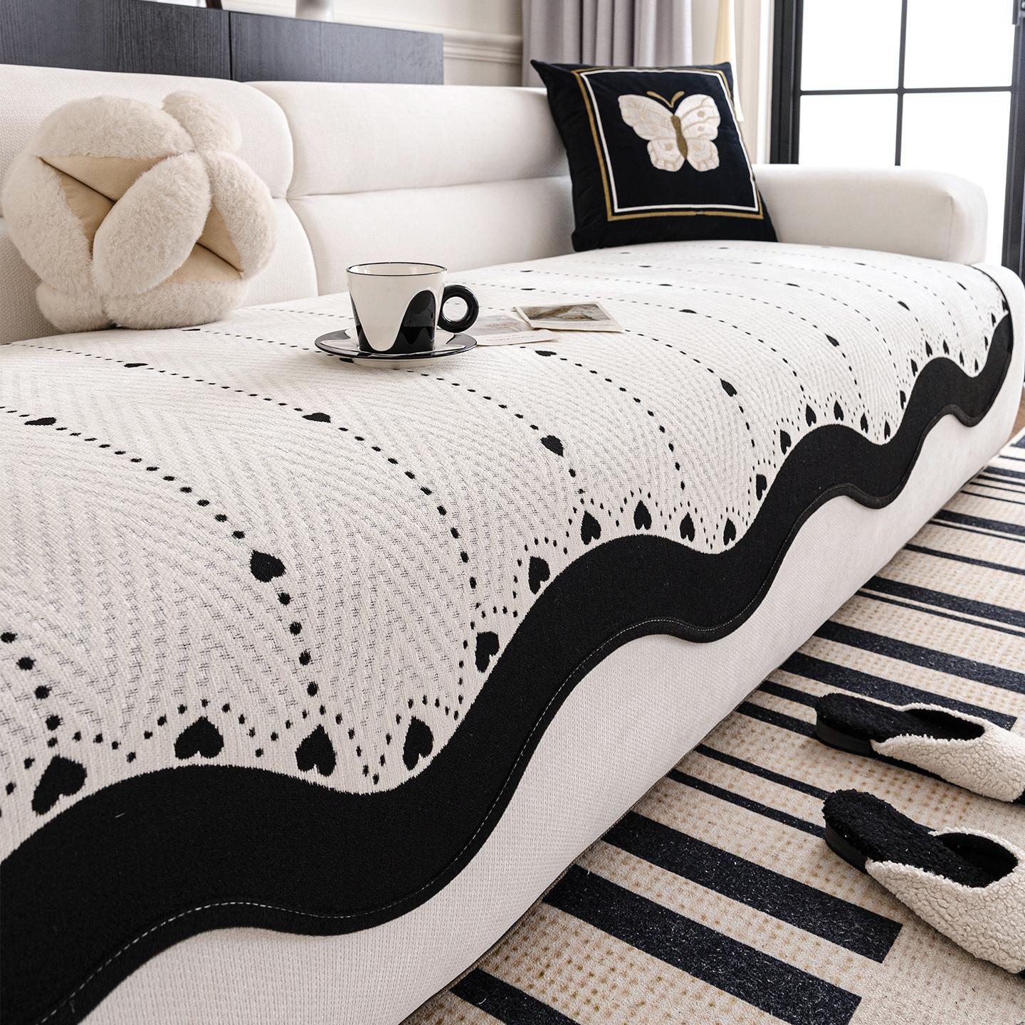 

Полосатый чехол для дивана высокого класса с фиксированным противоскользящим чехлом для дивана, ткань, новый, всесезонный, универсальный, с прямыми подушками сиденья, легкая роскошь 70x70cm белый