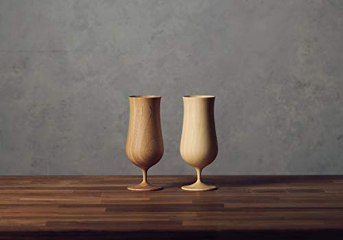 RIVERET Vessel Beer Glasses, 380ml, Pair, Bamboo, Dishwasher Safe, White/Brown, RV-114WB