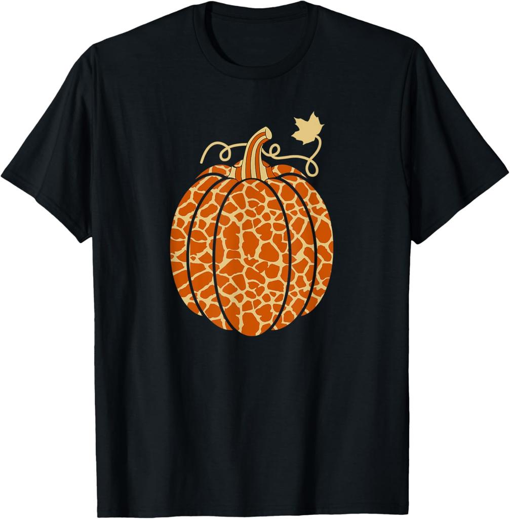 Giraffe Print Fall Autumn Thanksgiving Pumpkin Tshirt 100 Cotton Trendy Y2k Shortsleeve Tee Soft Quickdrying
